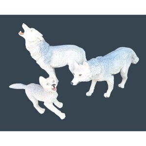 Safari Ltd Timber Wolf Female Mom & Pup Figurine Lot 1990 Realistic Figures